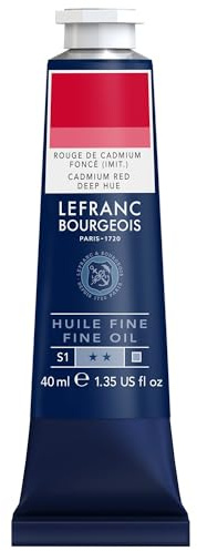 Lefranc Bourgeois 301765 Pintura al óleo fina, calidad, resistente a la luz y de consistencia uniforme, tubo de 40ml, ideal para lienzos y tableros de pintura, Rojo cadmio tono oscuro