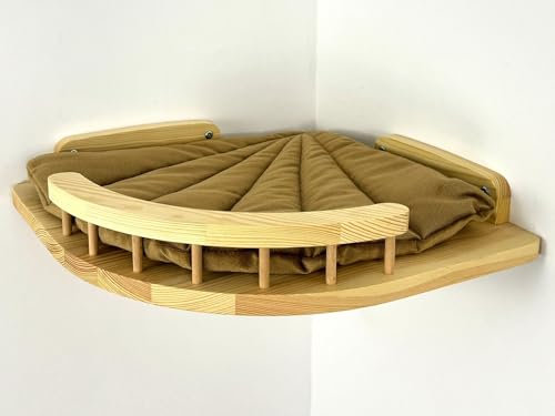 RshPets® An der Wand montiertes Katzenmöbel – Eck Katzenbett - Kletterwand Katzen - Wandmontierte Katzenmöbel - Katzen Wandelemente - Katzen Kletterwand Set - Katzentreppe Wand (Helle Farbe)