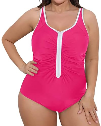 One Piece Swimsuit for Women, Push Up Modest Swimwear Tie Sides Thong Triangle Brazilian Long Sleeve Sports Surfing Swimsuit Chest with Zip Swimwear Pamper Gifts for Women Warehouse Deals Clearance