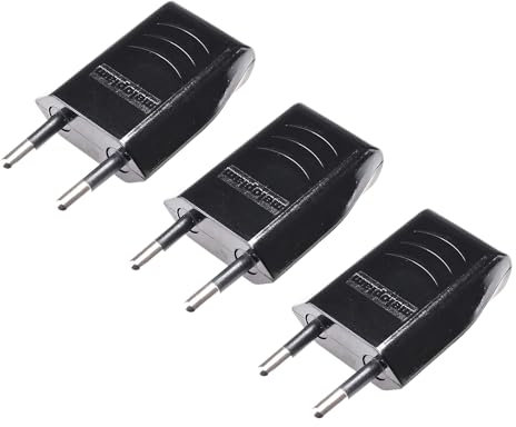 Enchufe Plano, Enchufe 230V, 6A, Enchufe Schuko - Plano, Enchufe Euro, Enchufe de Alimentación - Plano, Euro - Enchufe Plano de 2 pines, Enchufe Plano Europeo, Fácil Instalación, 3 Piezas (Negro)