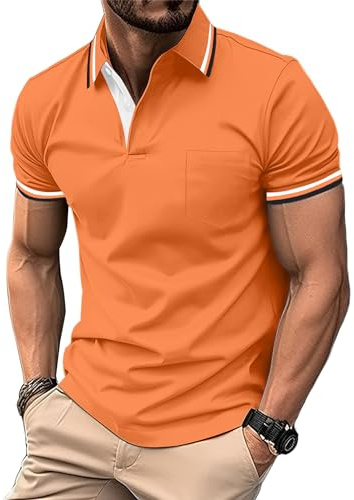 LLdress Herren Kurzarm Poloshirt Atmungsaktiv Schnelltrocknend Tshirt Freizeit Sport Sommer Poloshirts Männer Knopfleiste Polohemd