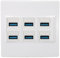 Placa de Pared USB 3.0, Placa de Pared de Salida de 6 Puertos con Transmisión de Alta Velocidad de 5 Gbps, Placa de Pared Keystone USB 3.0 para Carga y Transferencia de Datos