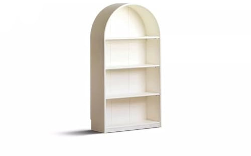 SOBOLON Shelves Solid Wood Bookcase Wall Display Cabinet White Floor-standing Bookshelf Storage Rack Display Cabinet French Cream Style Display Shelves