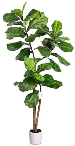 Leflos 150cm higuera Artificial pequeña para Interior, Plantas Artificiales Tropicales en macetas Blancas, Bonita decoración para el hogar