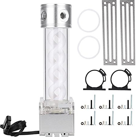 Gearwell Wasserkühlungspumpe, PC-Wasserkühlpumpe Ausgleichsbehälter Pumpenreservoir, Aluminium-Tank 4 m Förderhöhe Silber, Computer-Wasserkühlungssystem Pumpe für PC-Wasserkühlungs-Loop