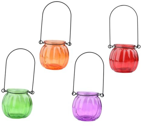 ULDIGI 4 Stück Greif Glas Vase Kürbis Hängende Vase Pflanzenvase Für Den Innenbereich Hängendes Terrarium Vintage Teelichthalter Grasvase Blumen-Terrarium Blumendekoration Glasvase Eisen
