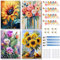 Lxmsja 4 Pièces Peinture par Numéro avec Cadre, Fleurs, Pinceaux - Loisirs Créatifs et Activité Manuelle pour Adulte et Enfant, 20x30cm