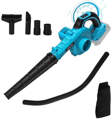 21V Cordless Leaf Blower for Makita 18V Battery, Electric Handheld Leaf Blower with 5 Adjustable Speeds, 2 IN 1 Garden Leaf Blowers and Vacuums for Leaf/Snow/Dust Blowing/Lawn Care (Without battery)
