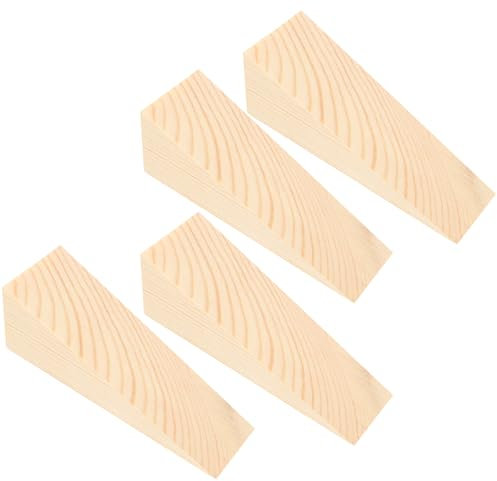 DAWRIS 4 Pcs Wooden Door Stop Stopper, Solid Non-Slip Firefighter Doorstop, Shims Triangle Wood Block Security Door Stopper Fit for Bottom of Door On Tile, Concrete, Carpet, Wooden Floor