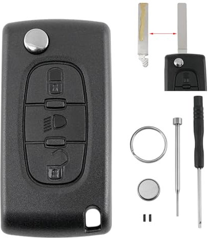 CE0536 Coque de clé de voiture à 3 boutons pour Citroën C2 C3 C4 C5 C6 C8 Xsara Picasso avec batterie VA2 Lame CR1620 Outil de retrait de broches