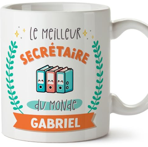 Mugffins Tasses Personnalisables pour SECRÉTAIRE homme - En Français - Cadeau Personalisé- Meilleur du monde - Avec dessin - 11 oz / 330 ml