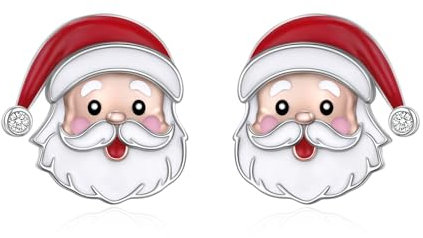 925 Sterling Silber Weihnachten Santa Ohrringe Santa Claus Ohrstecker für Damen Hypoallergen Xmas Geschenke