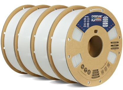 OVERTURE 4KG Bundle PLA Plus (PLA+) 3D Printer Filament 1.75mm, White*4 | Stronger & More Durable, 4X Tougher Than Basic PLA, High Quality for Prints, Fits Most FDM Printers (White*4)