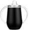 Stgbcst Biberon d'apprentissage en acier inoxydable de 300 ml avec poignée - Gobelet d'apprentissage personnalisé à double couche - Anti-fuite et anti-fuite - Avec bec de canard (noir)