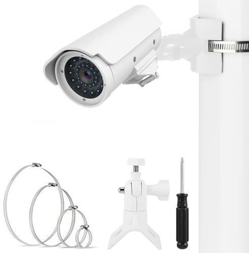 Universelle Kamera Halterung,Verstellbare Masthalterung Pole Montagehalterung Wandhalterung mit 4 Einstellbare Stahl Ring, Outdoor Kamera Halter Zubehör für Verschiedene Kameras