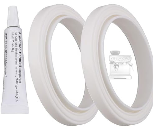 2 x O-Ring Seal for Coffee Machine Portafilter Compatible with Sage Gastroback & Breville Brewing Group Brewing Head Gasket (White) Diameter 65 x 49 x 6.8 mm (with Lip 10 mm) Includes 6 g Silicone