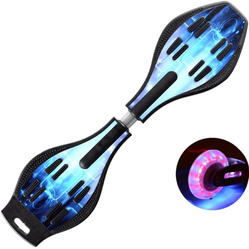 ERNAN Caster Board, Street Surfing Waveboard Light Up LED Wheels Skateboard Youth Caster Board.Castor board with Light Up Wheels for kids/teens. (Phantom Black)