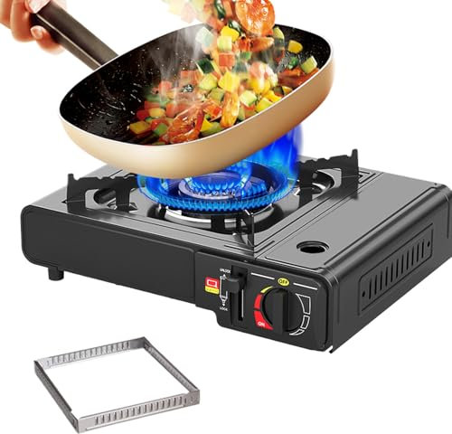 Sghtil Outdoor Cassette Stove - Hornillo de camping para exteriores con quemador potente, diseño robusto, regulación de llama en varios niveles, encendido automático para viajes, senderismo