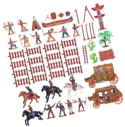 BCOATH Cowboy Kleiner Figuren 43 Stück Kunststoff Simulationsfiguren Für Kinder Sandspielzeug Und Dekoration