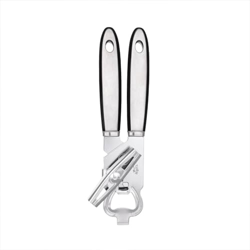Creative Kitchen Manual Can Opener – Stainless Steel Tin Opener with Soft Touch Handle, Smooth Cutting Wheel, Heavy Duty Durable Design, Dishwasher Safe Bottle Opener Tool – Black