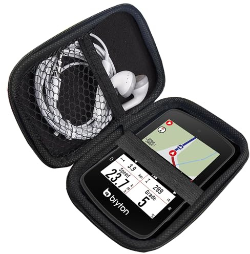 Blueshaweu Fahrradcomputer Tasche Kompatibel für Bryton Rider S510 GPS-Fahrradcomputer - Schutzhülle mit Platz für Ohrhörer, USB-Kabel & Speicherkarte – Kompatibel mit Bryton Rider S510 (schwarz)