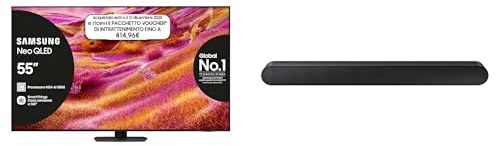 Samsung Smart TV 55'' QE55QN94FATXZT Neo QLED 4K Mini LED, NQ4 AI Gen3 Processor, 4K AI Upscaling Pro, Glare Free, Motion Xcelerator 165Hz, NeoSlim Design, 2025 + Soundbar HW-S50B/ZF Q-Symphony