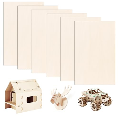 MFUSUL Sperrholzplatte 3mm,A3 Sperrholz 6 Stück Holz Platten,Holzplatten zum Basteln für DIY Holzarbeiten,Laserbearbeitung,Brandmalerei,Modellbau,Geschenke,Deko,Gemälde