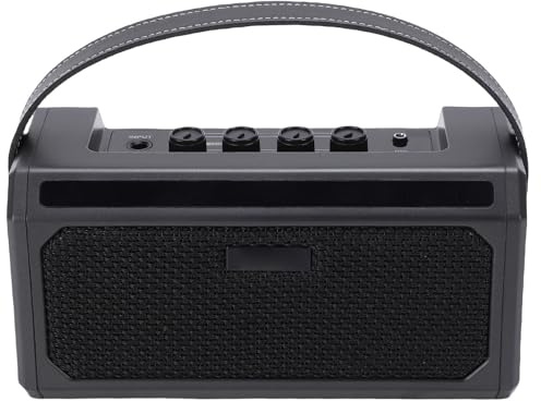Fockety 10W Electric Guitar Amp, Portable Bass Guitar Combo Amplifier with Speaker, Headphone Jack, Aux Input, Volum, Gain Controls, Rechargeable Practice Amp for Beginner (Black)