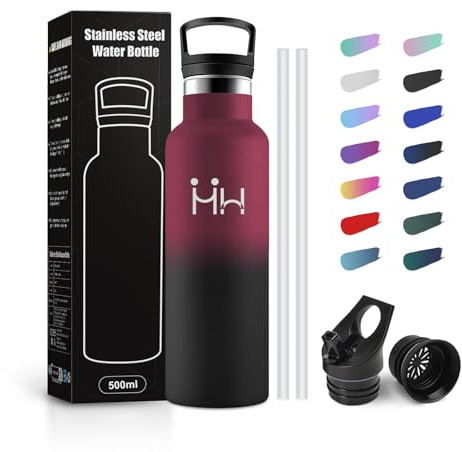 JAPORIA Borraccia Termica Bambini 500ml, Borraccia con Cannuccia, Bottiglia in Acciaio Inox a Prova di Perdite, senza BPA, Borracce per Bambini, Scuola, Palestra, Ciclismo