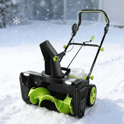 CUTANGELAR 3500-W-Akku-Schneefräse, 40-V-Elektro-Schneeschaufel, Räumt Eine 50 cm Breite Schneise Mit 7,6 M Wurfweite. Inklusive Zwei LED-Scheinwerfern Und Akkus, Ideal Für Private Einfahrten.