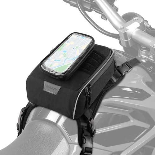 MOSISO Motorrad Tankrucksack, 5 Robuste Verstärkte Gurte, Abnehmbarer Rutschfester Boden, Motorrad Tasche, Multifunktionale Fahrrad und Outdoor-Tragetasche für Motorradzubehör, Schwarz