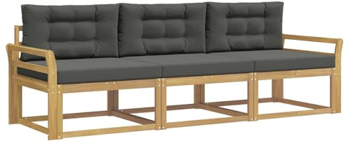 vidaXL Outdoor-Sofagarnitur 3 pcs Weiß und Anthrazit Polyester, Akazienholz Sofa Set für draußen, modernes Loungemöbel, Flexibler Gartenplatz, wetterfeste Einrichtung