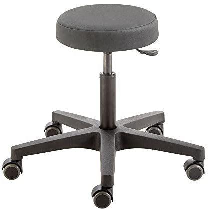 Rollhocker comfort 4401, Sitzhöhe ca. 46 - 59 cm, Rundsitz Ø 33 cm, Einhebel-Auslösemechanik, stufenlose Höhenverstellung, Kunststoff-Fußkreuz, Universal-Doppelrollen Ø 50mm, Rollen/Bodengleiter:weiche Radbandage, Polsterdekor:Dekor schwarz
