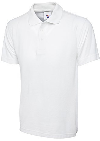 Mens & Womens Classic Polo Shirt Short Sleeve Plain Tee Top Casual Work Sports,white,M