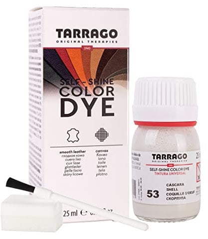 Colori e Tinture per Scarpe o Borse 25 ml | Pelle Naturale e Sintetica | Con Pennello e Spugna Applicatore ((53) Guscio D'uovo)
