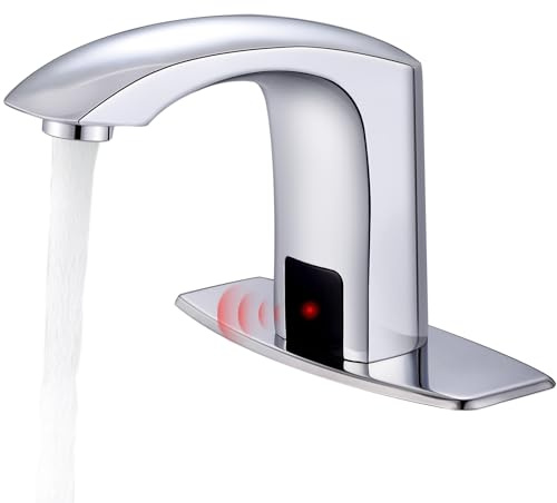 Gangang Commercial Touchless Bathroom Sink Faucet Cold and Hot Water Automatic Motion Sensor Basin Tap Mixer with Mixing Valve and Cover Plate (FBA 2)