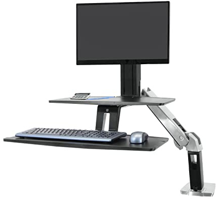 Ergotron – WorkFit-A LD Single Monitor Standing Desk Converter, Sit-Stand Workstation for Tabletops – 5 to 15 lbs, Suspended Keyboard Tray