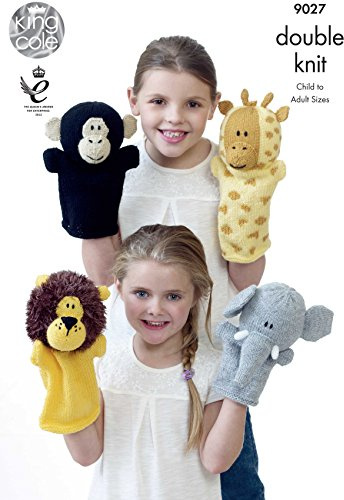 King Cole 9027 Knitting Pattern Leaflet Animal Hand Puppets to knit in Pricewise and Moments DK
