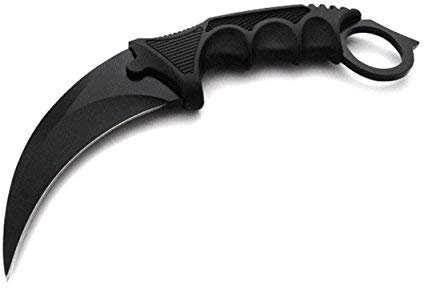 19cm Black CS-GO Counter-Strike Honshu Karambit - Tiger-Tooth - Real Fighter - Full-Tang Freehand Messer - Jagd - Survival - Outdoor - Kampfmesser