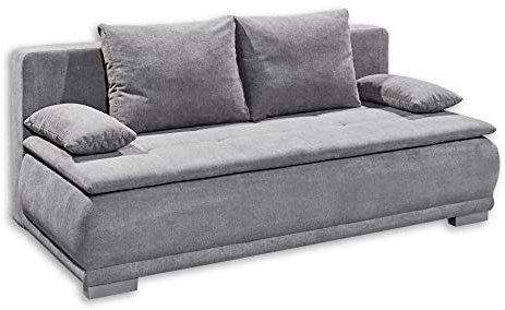 LUIGI Bequemes Schlafsofa mit Bettkasten, Stoffbezug Schlamm - Klappbares Sofa mit Schlaffunktion und fest vernähtem Schaumtopper - 211 x 93 x 103 cm (B/H/T)