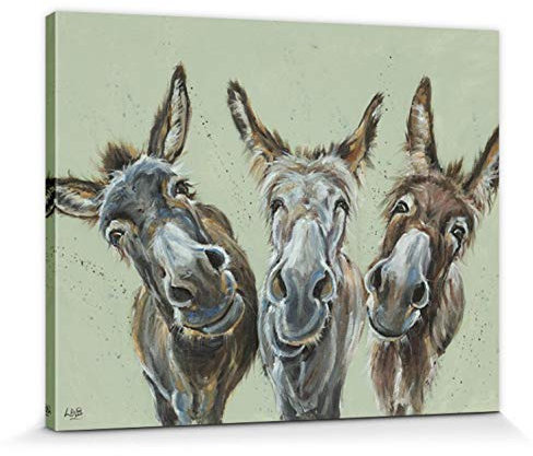 1art1 Esel Poster Wise Asses, Louise Brown Bilder Leinwand-Bild Auf Keilrahmen | XXL-Wandbild Poster Kunstdruck Als Leinwandbild 50x40 cm