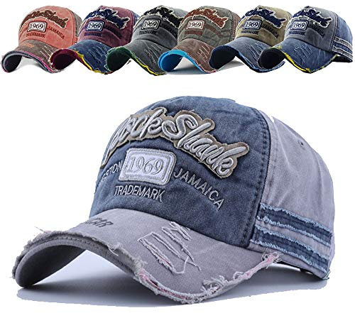 CheChury Baseballcap Original 1969 Vintage Style Used Washed Look Retro Outdoor Kappe Mütze Cap Schirmmütze Basecap verstellbar Sommerhut Unisex Sonnenhut für Sport Baseball Kappe (Grau/Blau)