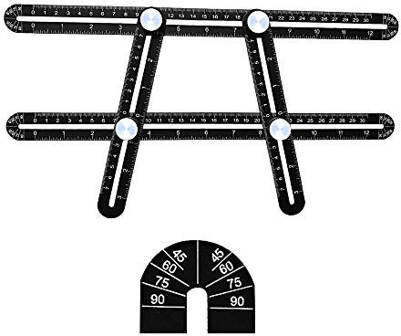 GRACEZING Schablonenlineal Messlineal Universallineal Verbessertes Multifunktionslineal aus Aluminiumlegierung mit Winkelmessern Kopf und Blasenebene für Baumeister, Schreiner Handwerker, Tischler