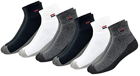 NAVYSPORT 6 Pairs Socks Mens 9-12 Trainer Socks Women Running Cotton High Ankle Quarter, Pack of 6 (Shoe Size: 9-11, Multi Toe)