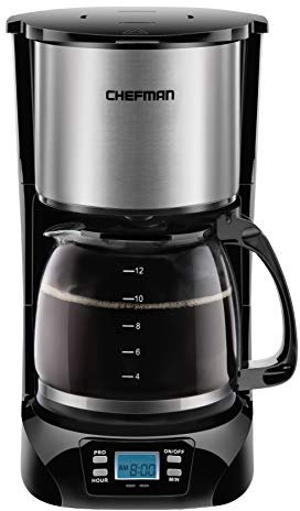 Chefman | Programmable Coffee Maker | 12 Cups | Drip | Reusable Filter | Stainless Steel