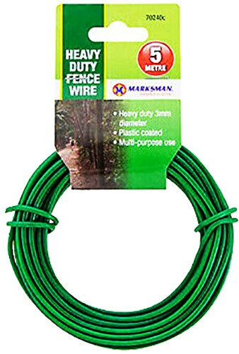 MARKSMAN 20 x Meter Garden Wire Galvanised Green Plant Tie Home Thick Silver Thin Metal Decking Fencing Outdoors Indoor General Purpose Line Twist Coated UK FREE P&P (3.0mm x 5m Green Garden Wire)