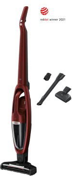 AEG QX7-ANIM Aspiradora Sin Cable, 21,6 V, Autonomía de 50 min, 2 Velocidades, Tecnología Cyclonic, Filtración de 5 Pasos, Depósito de 0,3 L, 3 Accesorios, Rojo Metalizado