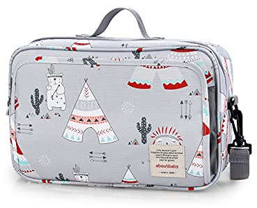 SONARIN Kinderwagen Organizer Buggy Organizer,Buggy Kinderwagentasche mit Getränkehalter,2 x Kinderwagenhaken,Schultergurt Wird als Handtasche verwendet,Universal Fit Alle Buggy Modelle(HellGrau)