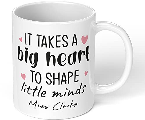 Personalised Mug for Teacher Thank You End Term Student Pupil Present Leaving 11oz Coffee Tea Novelty Appreciation Leaving Gift Big Heart