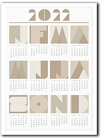 Xushiwanju Desktop-Kalender Neutralkalender minimalistischer Kalender geometrischer Kalender-Wandkalender-Plakat Mini-Kalender (Color : Grau, Size (Inch) : 40X60CM Canvas)